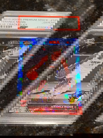 2019 Hoops Premium Stock Terence Mann RC Blue Cracked Ice PSA 10 Gem Mint #245