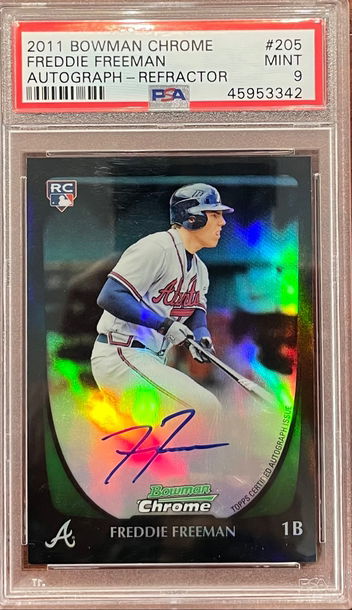 2011 Bowman Chrome Freddie Freeman rookie refractor auto #/500 PSA 9