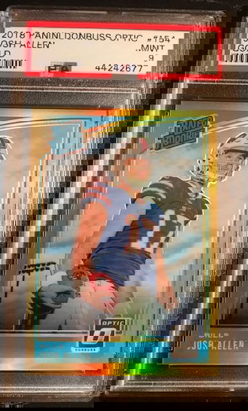 Josh Allen 2018 optic gold refractor rookie /10 psa 9