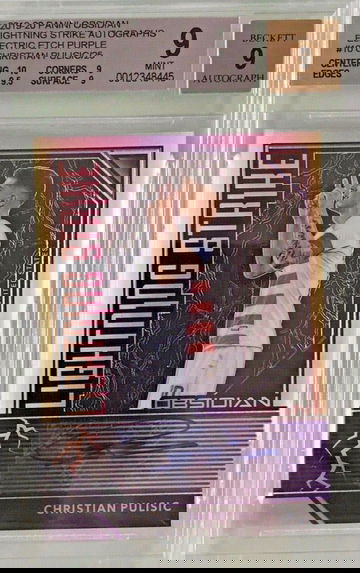 2019-20 Panini Obsidian Lightning Strike Autograph Electric Etch Purple #10 /25 Christian Pulisic BGS 9 Mint