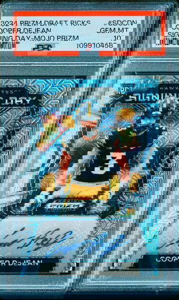 2024 Prizm Draft Picks COOPER DEJEAN Rookie Mojo Auto /25 PSA 10