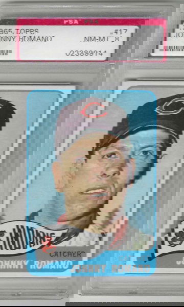 1965 Topps Baseball Card Johnny Romano #17 PSA 8 Cleveland Indians POP- 165