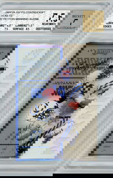 PEYTON MANNING 1998 Playoff Contenders Rookie Ticket Auto BGS 7.5 SP/200