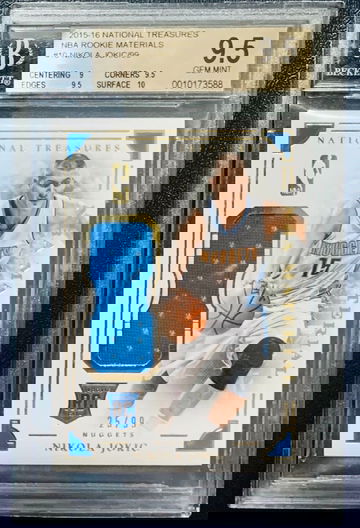 2015-16 National Treasures Nikola Jokic Patch RC /99 BGS 9.5 *Small crack on top of Case*