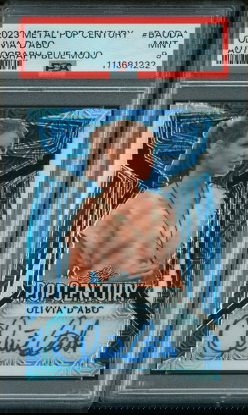 2023 Leaf Metal Pop Century Autograph Blue Mojo 1/1 Olivia D'Abo #BAODA PSA 9