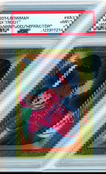 2024 Bowman #BA3 Mike Trout 1955 Anime-Gold Refractor PSA 9 MINT!