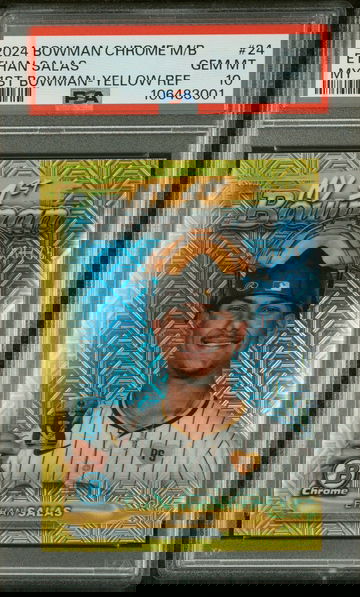 2024 Bowman Chrome My 1st Bowman Yellow Refractor Ethan Salas #M1B-24 /75 PSA 10