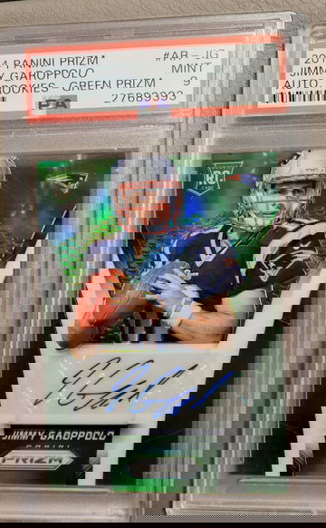 2014 Panini Prizm RC Jimmy Garoppolo Green Prizm Auto #/25  - PSA 9