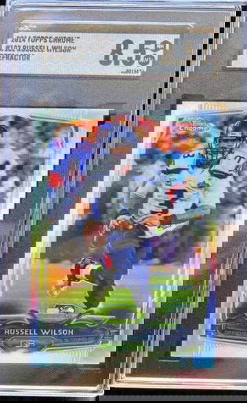 2014 topps chrome 102 russell wilson refractor sgc 8.5 Near mint +