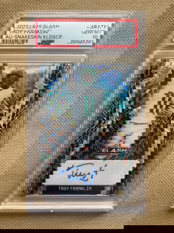 2022 Leaf Flash Auto Snakeskin Kaleidoscope Troy Franklin 2/3 PSA 10 BATF1 Denver Broncos 1/1 POP 1