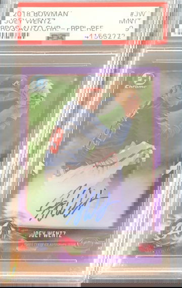 2018 Bowman Chrome Prospects Joey Wentz Auto #JW Purple Refractor /250 PSA 9