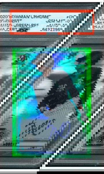 2020 Bowman Chrome Luis Robert Green Refractor /99 RC Auto PSA 10 Auto 10 POP 1