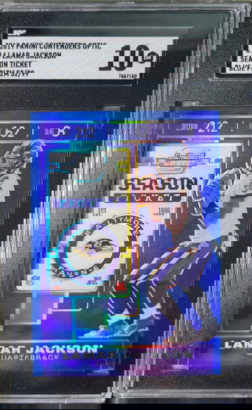 2019 Contenders Optic Lamar Jackson Blue Prizm /99 SGC 10