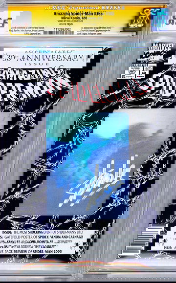 AMAZING SPIDER-MAN #365 CGC SS 8.5 *STAN LEE SIG* 30th ANNIV HOLOGRAPHIC ED 1992