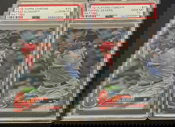 2x 2018 Topps Chrome Rafael Devers Batting Rookie Card #25 PSA 10 Gem-Mint