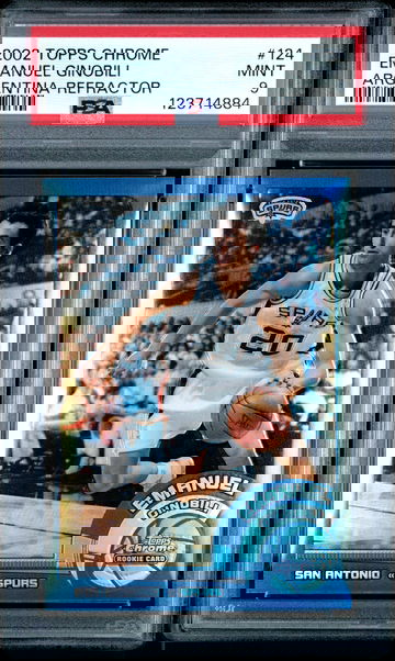 Manu Emanuel Ginobili 2002 Topps Chrome Refractor Argentina Rookie RC PSA 9