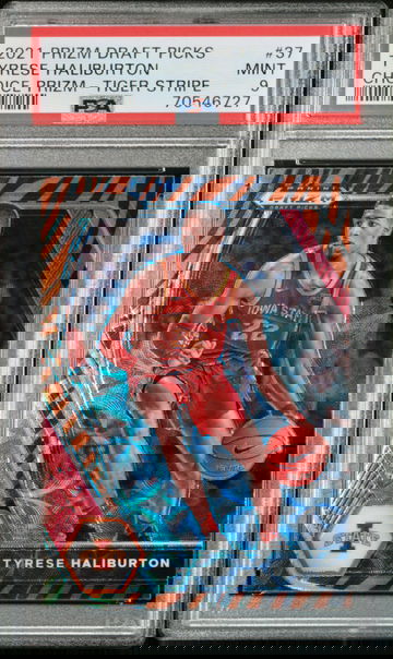 2021 Panini Prizm Draft Tyrese Haliburton TIGER STRIPE Choice PSA 9 Mint SSP