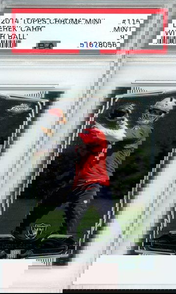 2014 TOPPS CHROME MINI DEREK CARR #115 WITH BALL RAIDERS ROOKIE RC PSA 9 MINT