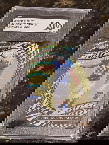 2020 Panini Select Field Level Zebra Prizm Die-Cut Michael Pittman Jr SGC 10