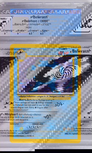1999 Pokémon Base Set Unlimited Poliwrath #13/102 Holo CGC 8.5