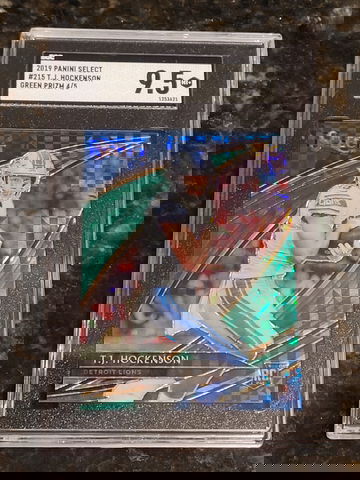 2019 TJ Hockenson Select Field Level Green PRIZM #/5 (SGC 9.5)
