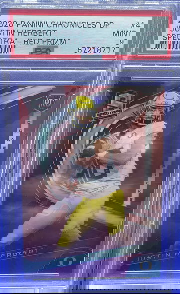 2020 Panini Chronicles DP JUSTIN HERBERT Spectra Red Prizm Rookie RC PSA 9 Mint