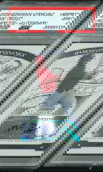 Mike Trout 2009 Bowman Sterling Auto PSA 9 Mint BSP-MT Rookie RC Autograph