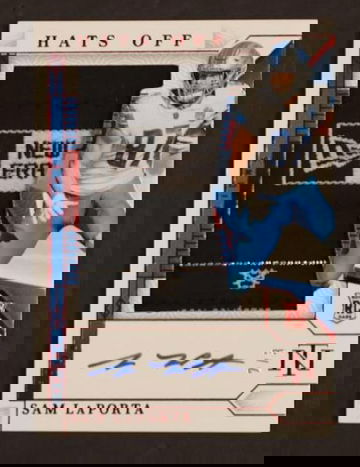 2023 Panini National Treasures Hats Off Sam LaPorta #RHO-SLA RC Patch Auto /7