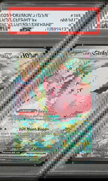 2025 Pokemon JTG EN Special Illustration Rare Lillie's Clefairy ex #184 PSA 8