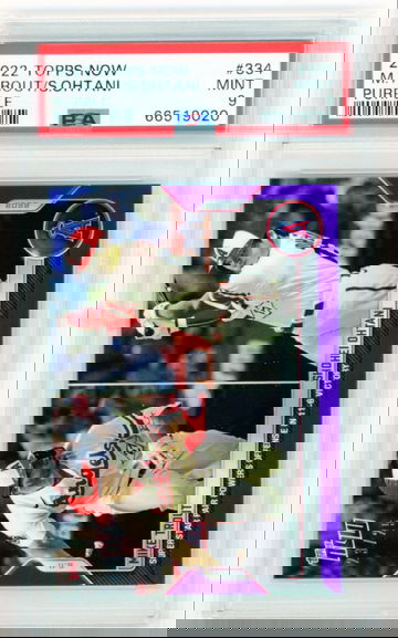 2022 Topps Now #334 M.Trout/S.Ohtani PURPLE PSA 9 MINT!