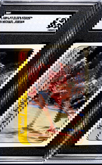 1986 Fleer Sticker #8 Michael Jordan SGC 6 (BillsGridironGreats)