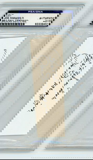 Joe DiMaggio cut auto psa/dna certified