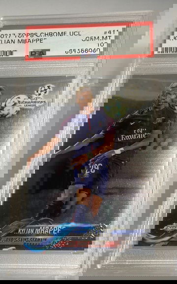 PSA GEM MT 10 2017 Topps Chrome UCL Soccer Kylian Mbappe Paris Saint Germain #41 ROOKIE RC 
