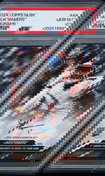 2024 TOPPS NOW NFL MALIK NABERS #/25 ON-CARD AUTOGRAPH #4A RC ROOKIE PSA 10