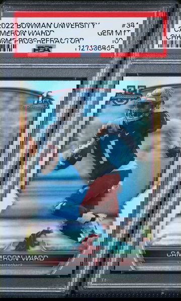 2022 BOWMAN UNIVERSITY CHROME CAMERON WARD REFRACTOR #34 RC 1ST PSA 10