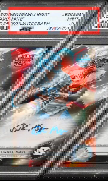 Drake Maye 2023 Bowman University Best Best Of 2023 Autographs #BOADM PSA 9