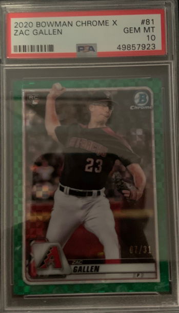 2020 Zac Gallen Bowman Chrome X /31 PSA 10