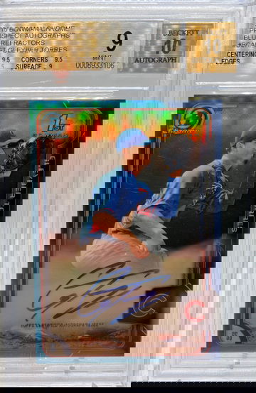 2015 bowman chrome Gleyber Torres Auto Blue Refractor /150 BGS 9 Mint 10 Auto