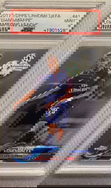 KYLIAN MBAPPE 2017 TOPPS CHROME TRUE ROOKIE PSA 9 MINT