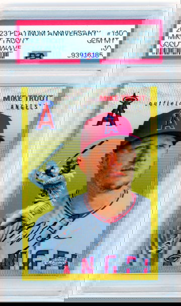 2023 Platinum Anniversary #150 Mike Trout Gold Wave PSA 10 GEM MINT!