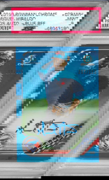 2019 Bowman Chrome MIGUEL HIRALDO Blue refractor Auto RC PSA 9 Mint