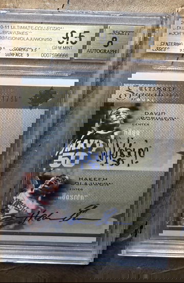 2010 Ultimate Collection David Robinson Hakeem Olajuwon Dual Signatures Auto /50 BGS 9.5