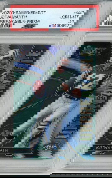 2020 PANINI SELECT UNBREAKABLE PRIZM #U2 JOE NAMATH CARD JETS PSA 10 LOW POP