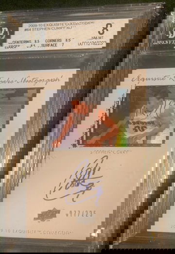 2009 Exquisite Collection Stephen Curry Rookie Auto/225 BGS 8
