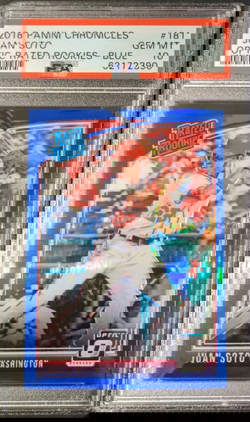 PSA 10 Gem Mint 2018 Optic Blue Prizm #/149 Juan Soto Rated Rookie RC Panini
