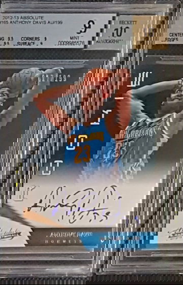 2012-13 Absolute Auto Anthony Davis Rookie#165 Serial #'d/199 BGS 9/Auto 10