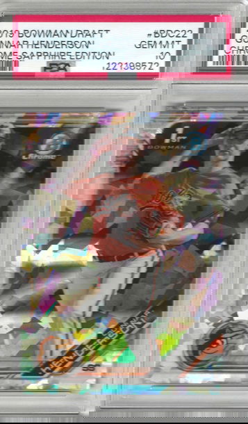 Gunnar Henderson 2019 Bowman Draft Chrome #BDC22 SAPPHIRE EDITION ROOKIE CARD PSA 10 GEM MINT DEBUT 2022 ORIOLES