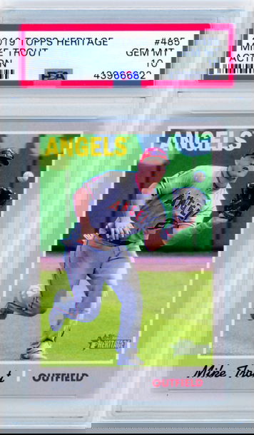 2019 Topps Heritage #485 Mike Trout Action PSA 10 GEM MINT!