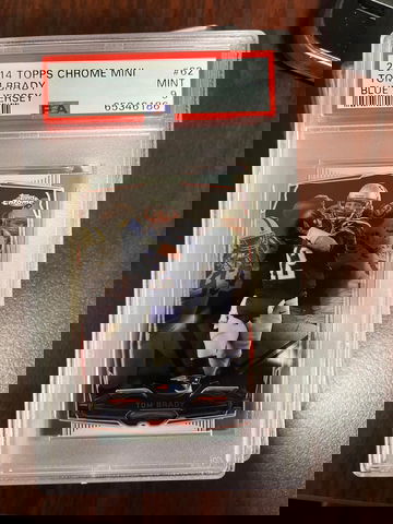 2014 topps chrome Mini Tom Brady Blue Jersey PSA 9