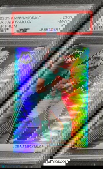 Tua Tagovailoa 2020 Mosaic Silver Prizm RC #203 Miami Dolphins Rookie PSA 9